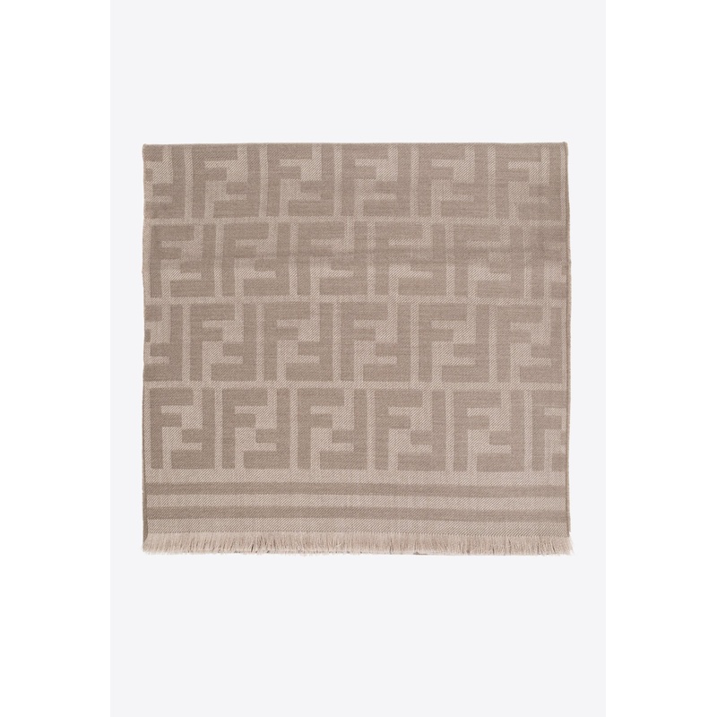 FF Jacquard Wool Scarf Beige Onesize