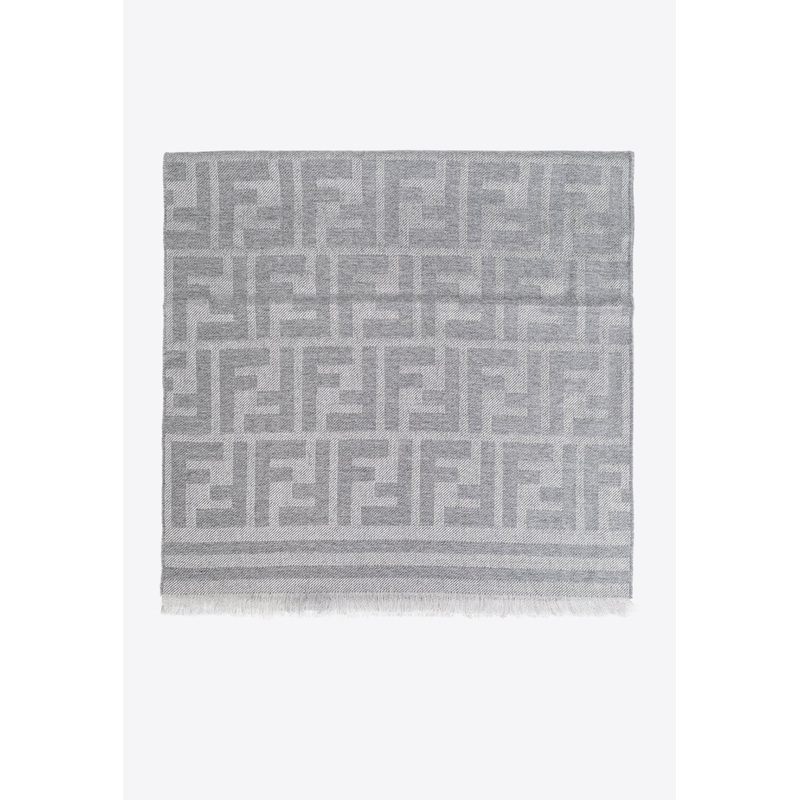 FF Jacquard Wool Scarf Gray Onesize
