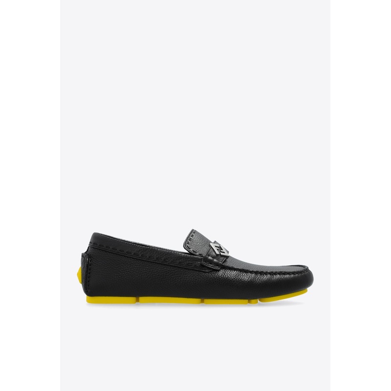 FF Squared Leather Loafers Black mshoesuk_UK 6