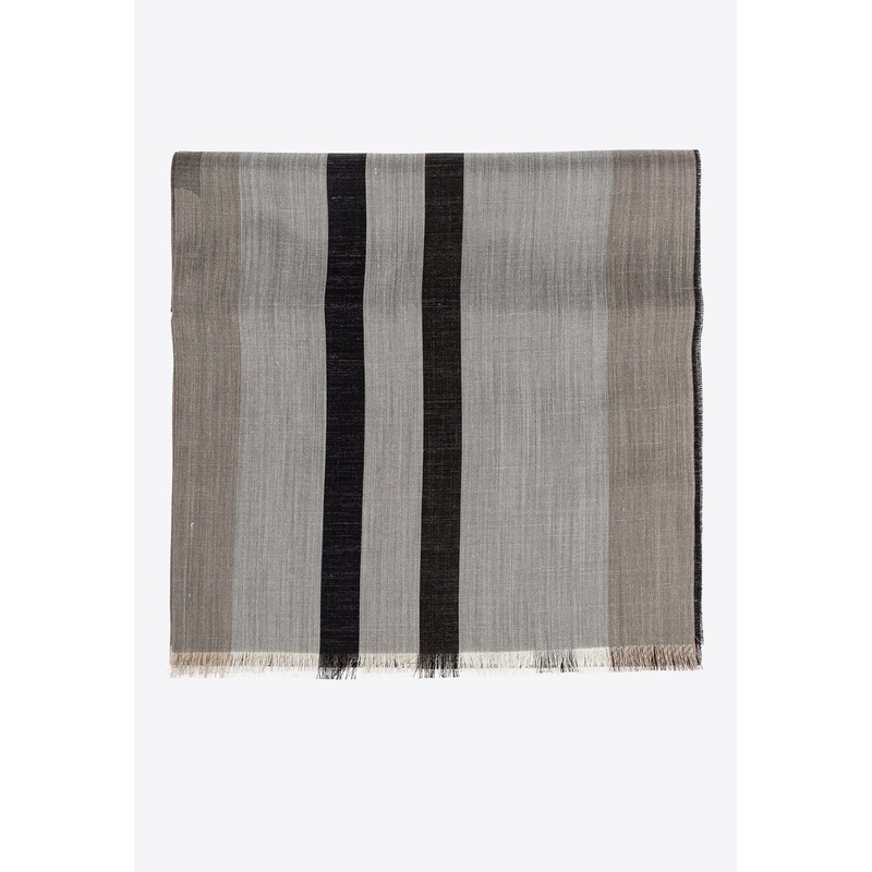Logo Jacquard Striped Silk-Blend Scarf Gray Onesize