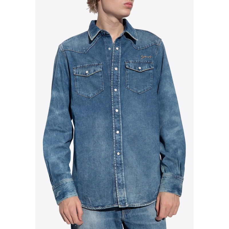 Signature Logo Denim Shirt Denim mrtwstd_M