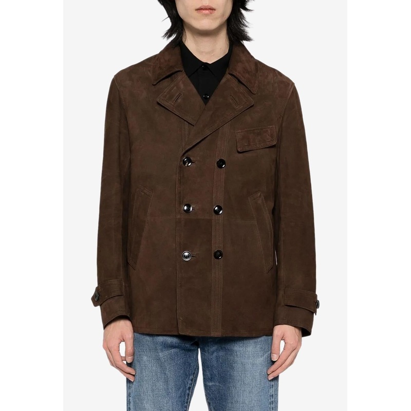 Suede Leather Overcoat Brown mrtwit_IT 48