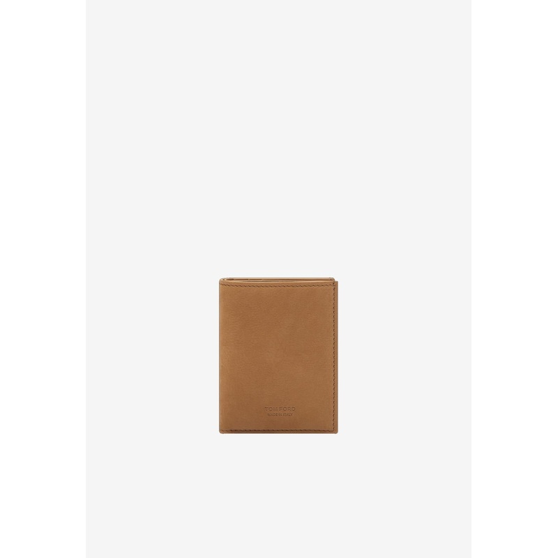 T-line Leather Bi-Fold Cardholder Brown Onesize
