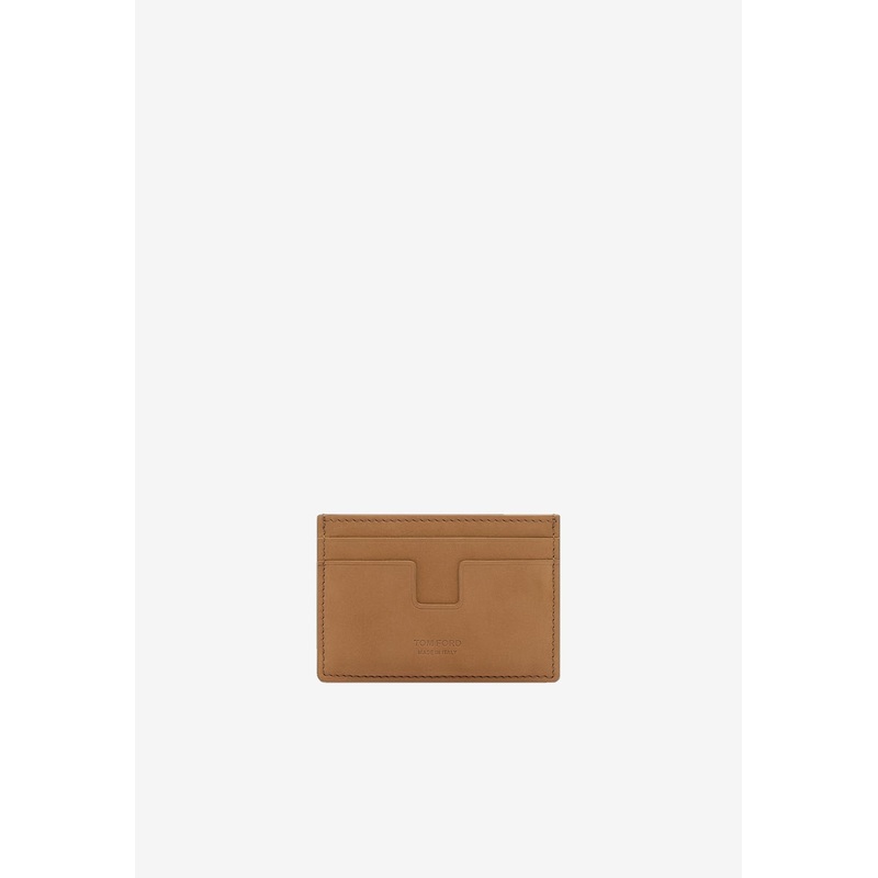 T-line Leather Cardholder Brown Onesize