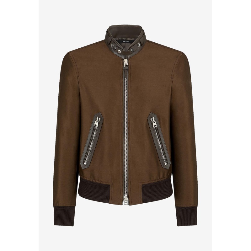 Wool and Silk Biker Jacket Brown mrtwit_IT 50