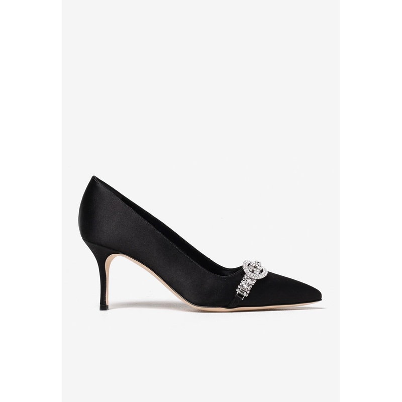 Asapump 70 Crystal-Embellished Satin Pumps Black wshoeseu_EU 36