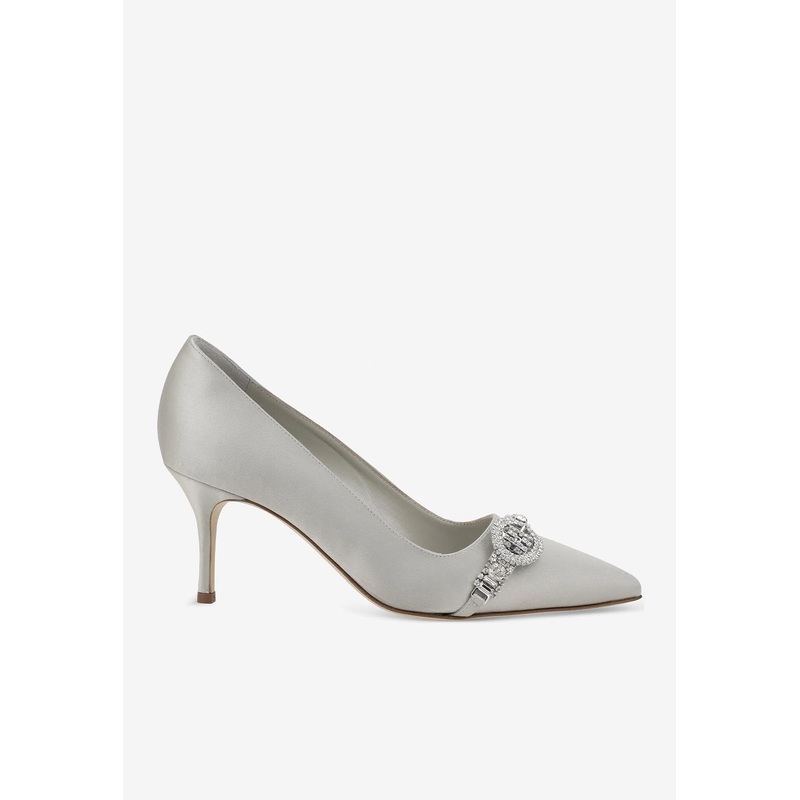 Asapump 70 Crystal-Embellished Satin Pumps Gray wshoeseu_EU 36