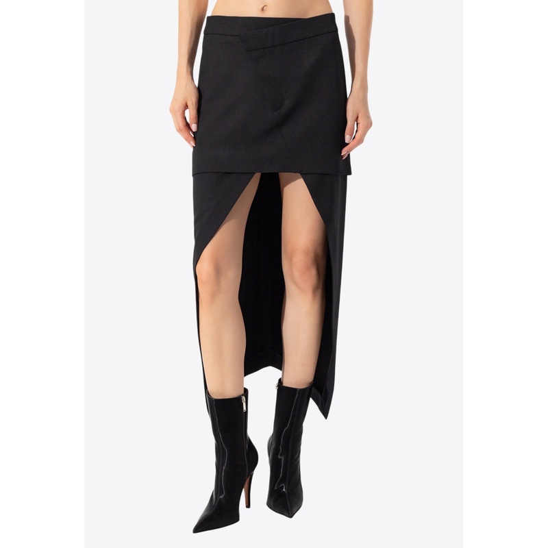 Asymmetric Paneled Midi Skirt Black wrtwit_IT 38