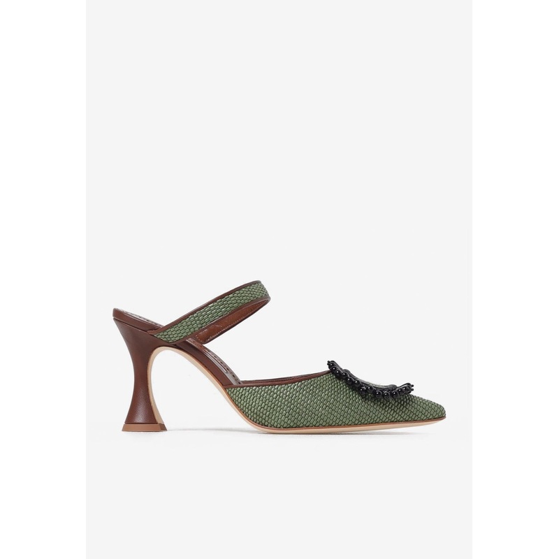 Atika 90 Raffia Pointed Mules Green wshoeseu_EU 36