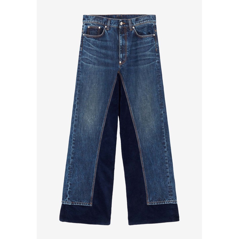 Corduroy-Paneled Jeans Blue wrtwbottoms_25