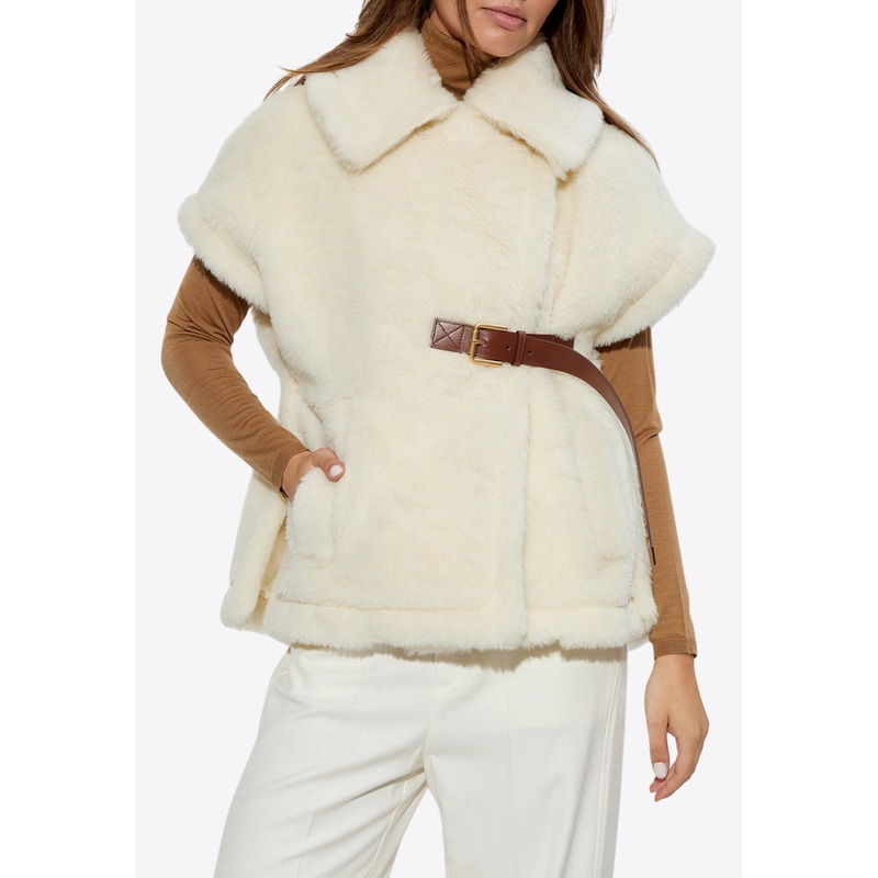 Newabavo Double-Breasted Shearling Coat Cream wrtwstd_S