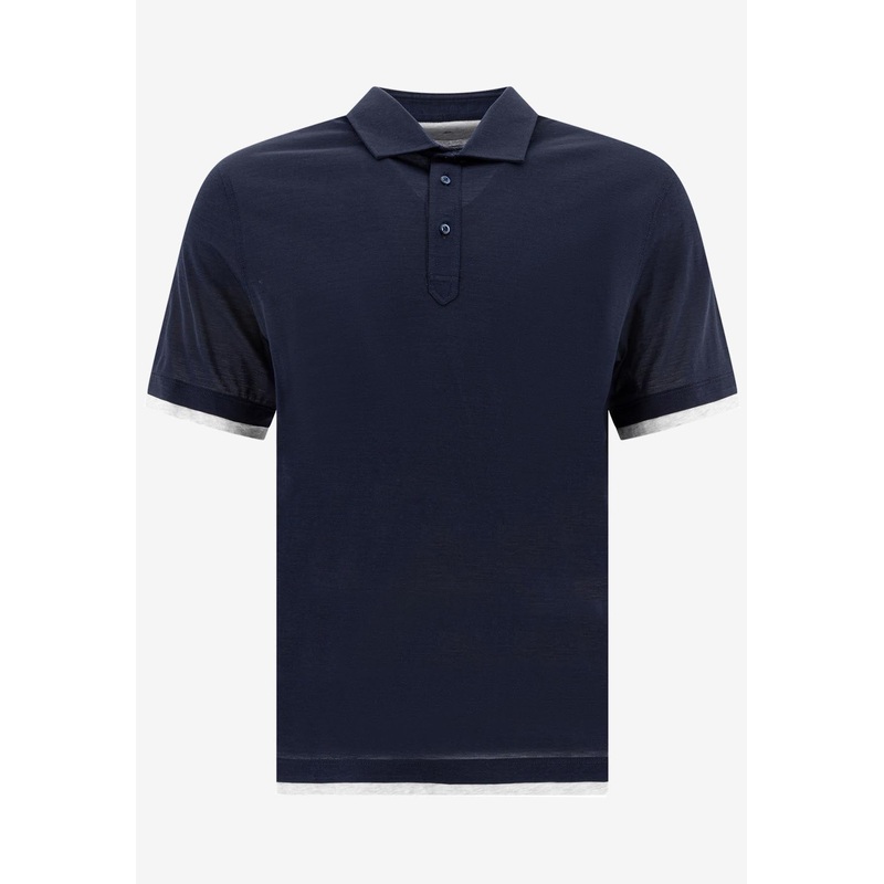 Silk-Blend Polo T-shirt Blue mrtwstd_XS