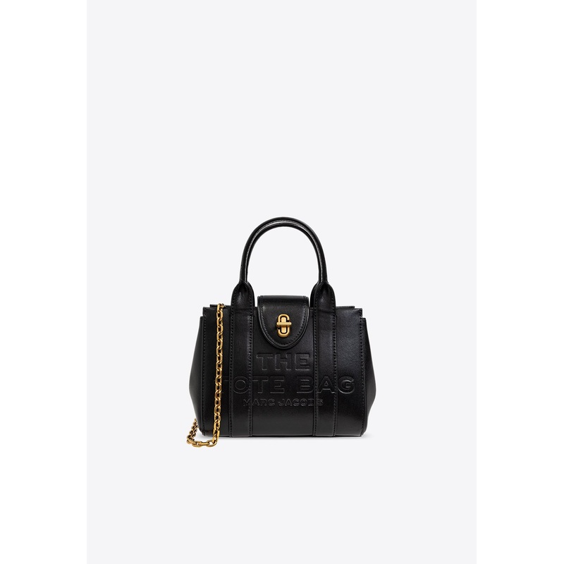 Turnlock Leather Top Handle Bag Black Onesize