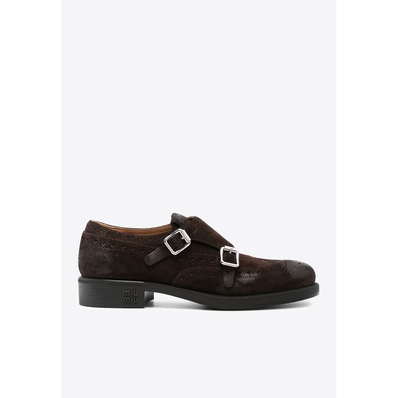X Church’s Monk Strap Suede Brogue Shoes Brown wshoeseu_EU 36