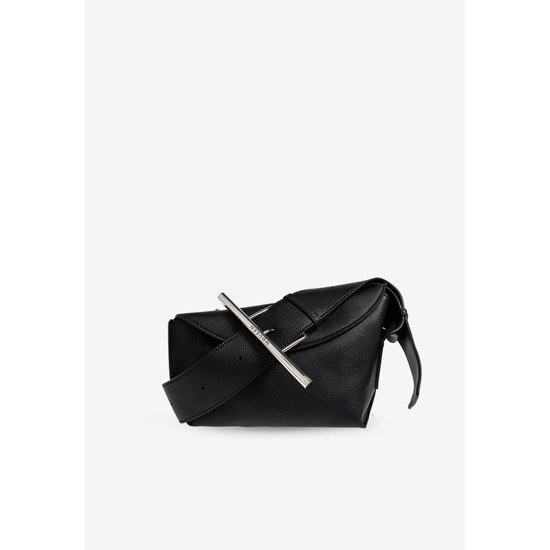 Asymmetrical Leather Crossbody Bag Black Onesize