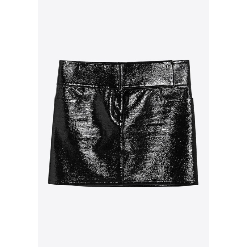 Belted Vinyl Mini Skirt Black wrtwfr_FR 38