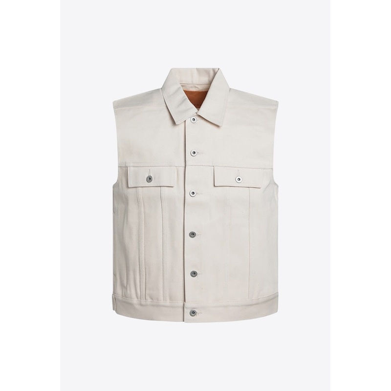 Button-Up Denim Vest Ivory mrtwstd_M