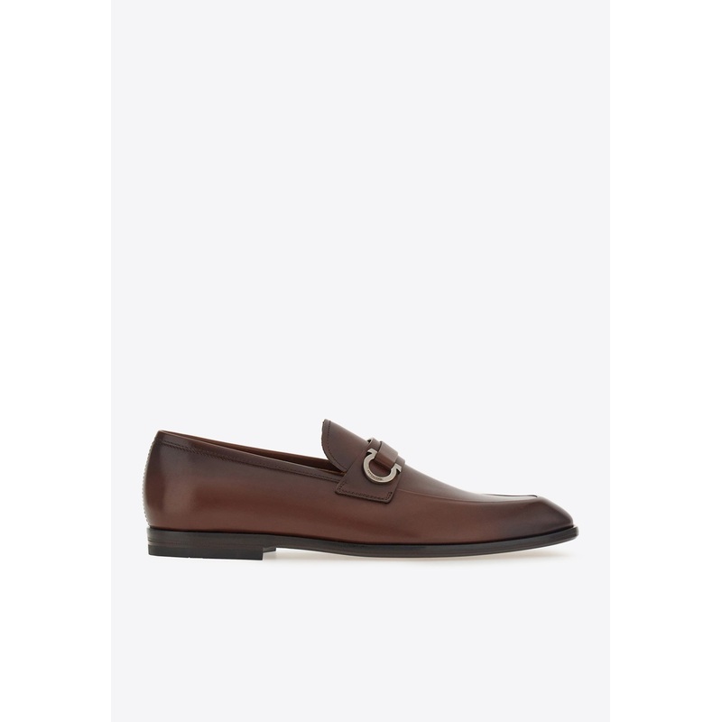 Florio Gancini-Buckle Leather Loafers Brown mshoesus_US 6
