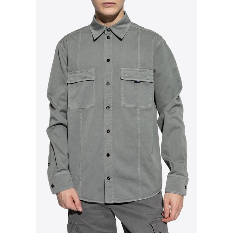 Oversized Button-Up Shirt Gray mrtwshirtseu_EU 39