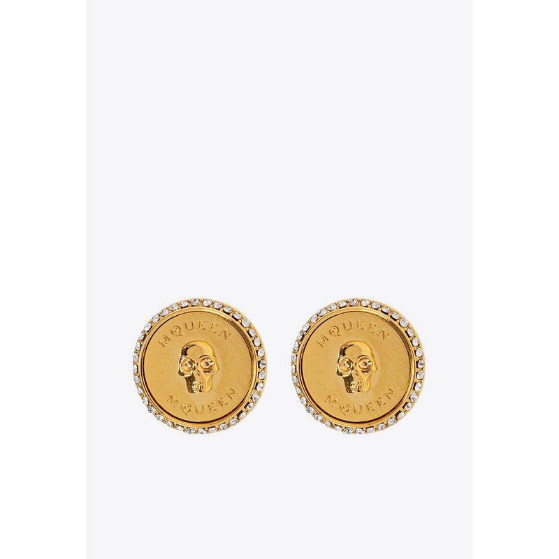 Sovereign Skull Logo Earrings Gold Onesize