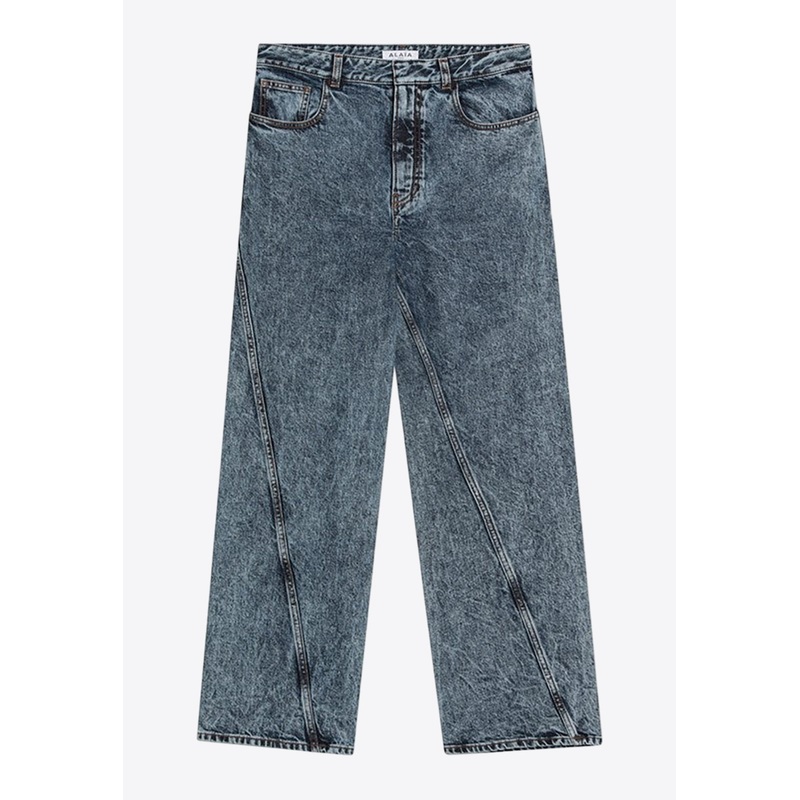 Washed Straight-Leg Jeans Blue wrtwfr_FR 36