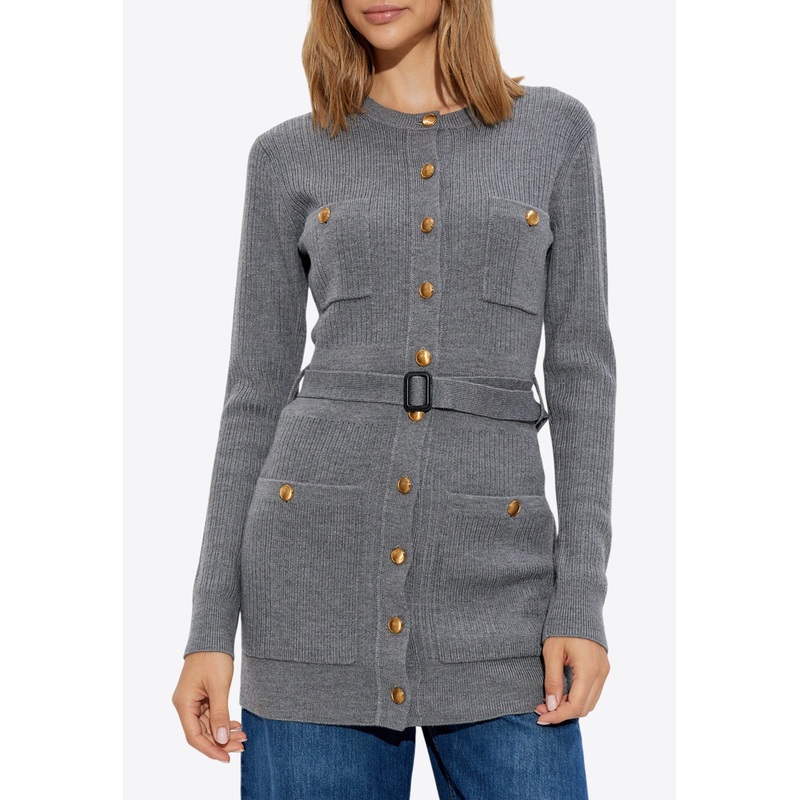 Wool Knit Fitted Mini Dress Gray wrtwstd_XS