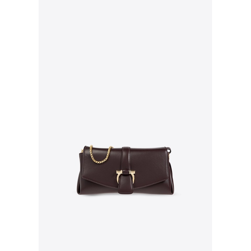 XS Front-Flap Leather Crossbody Bag Bordeaux Onesize