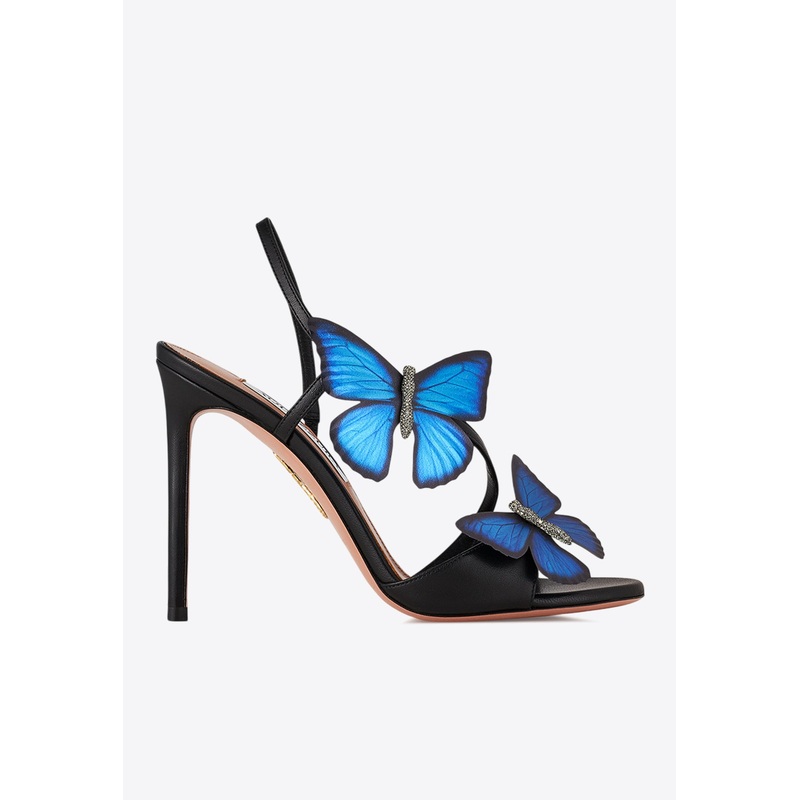 Babylon 105 Butterfly Applique Sandals Black wshoeseu_EU 36