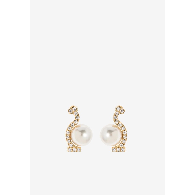 Crystal Gancini Pearl Drop Earrings Gold Onesize