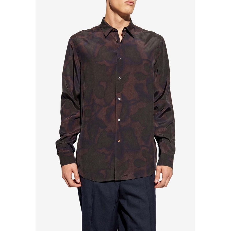 Floral Print Long-Sleeved Shirt Bordeaux mrtwstd_S