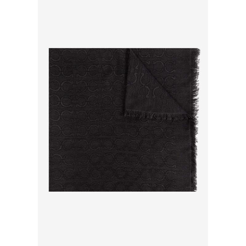 Gancini Jacquard Silk-Blend Scarf Gray Onesize