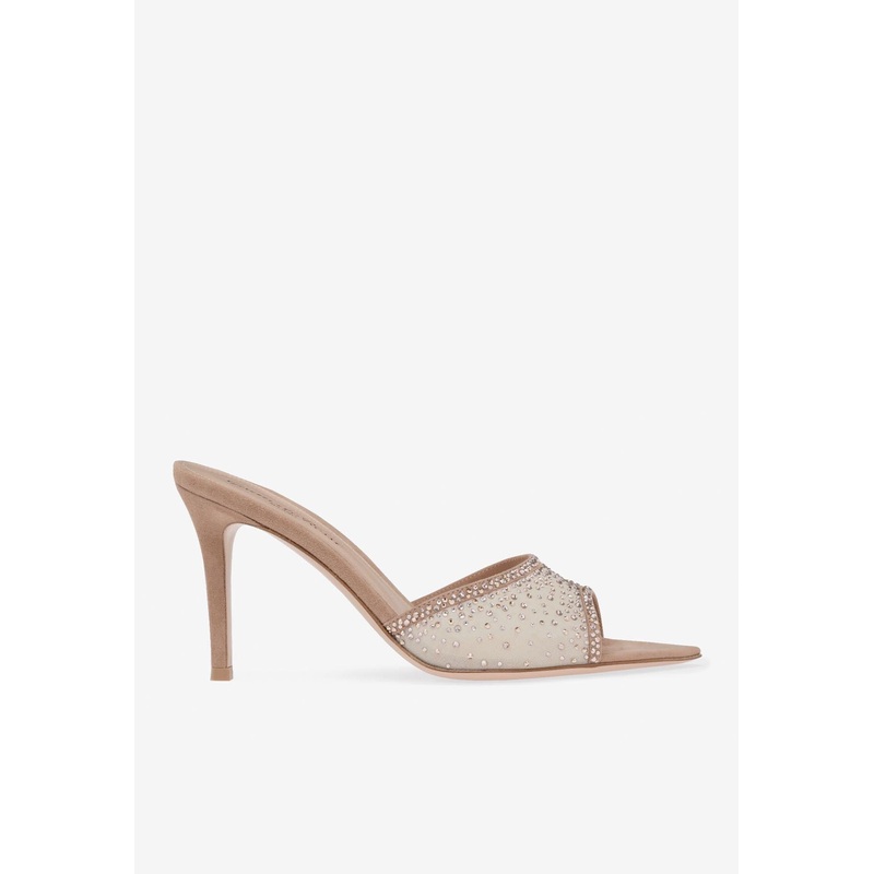 Raina 85 Crystal-Embellished Mules Nude wshoeseu_EU 36