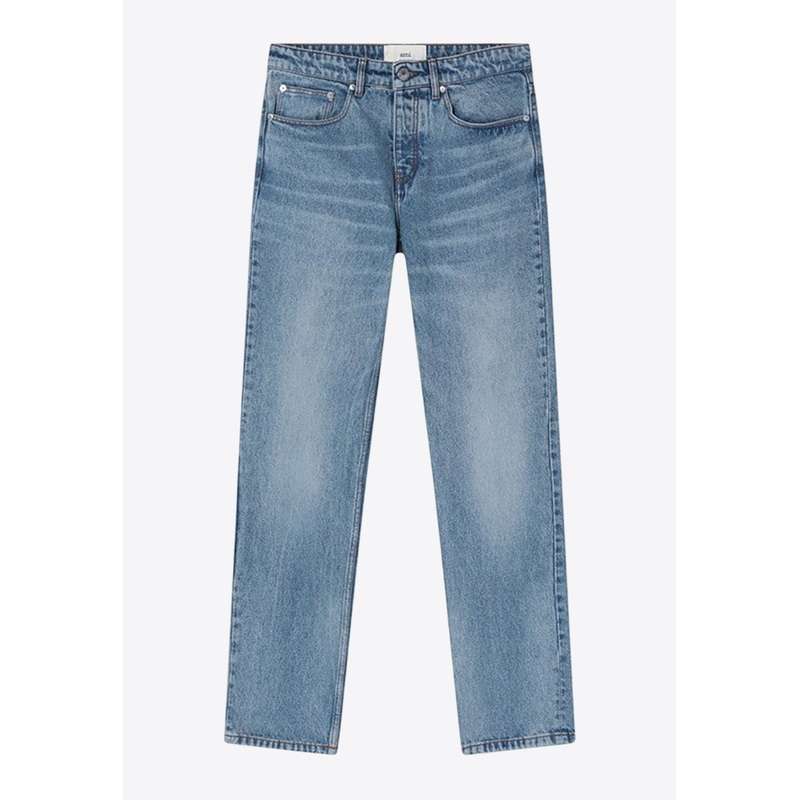 Straight-Leg Washed Jeans Blue mrtwbottoms_30