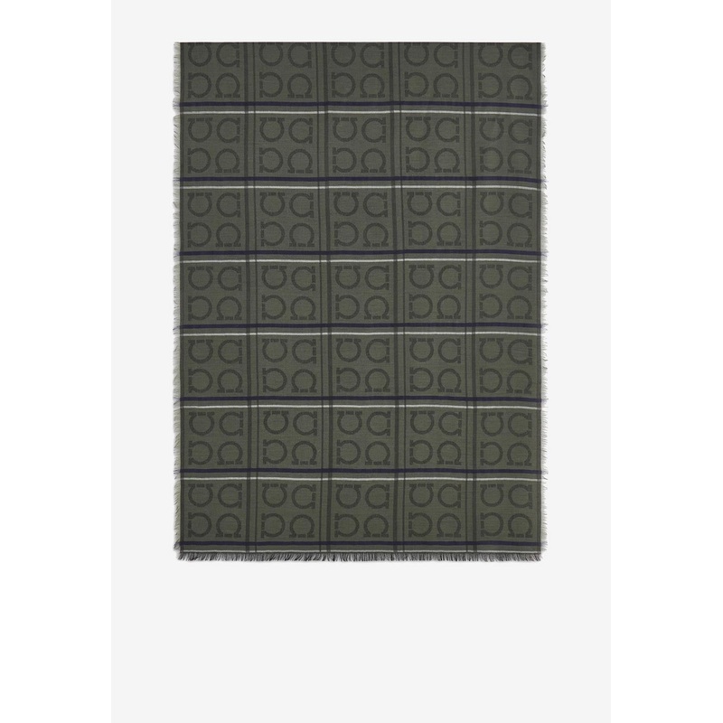 Tartan Jacquard Cashmere-Blend Scarf Olive Onesize