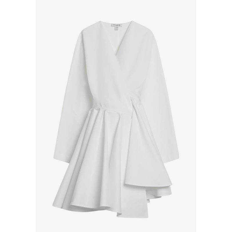 V-neck Asymmetric Mini Dress White wrtwfr_FR 38