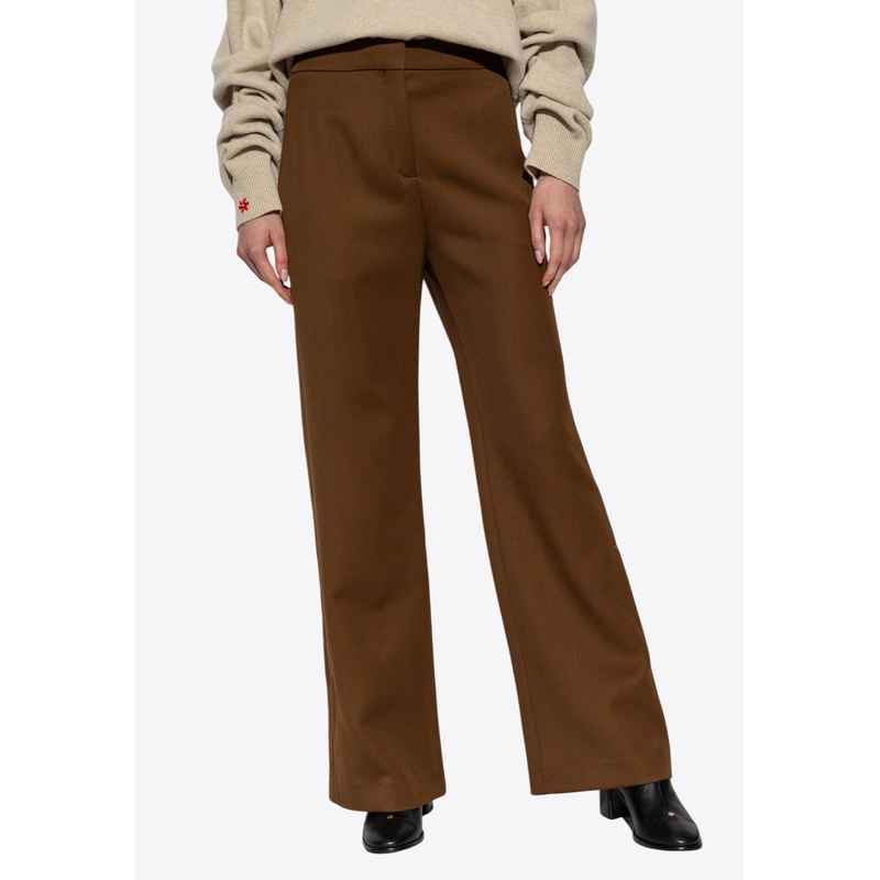 Wide-Leg Wool Tailored Pants Brown wrtwus_US 0