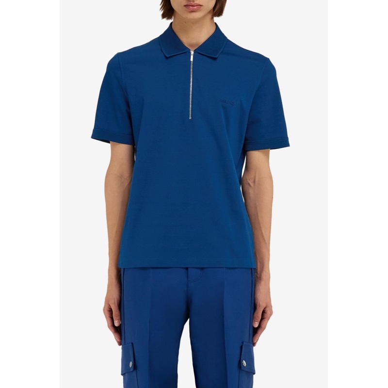 Zip Polo Short-Sleeved T-shirt Blue mrtwstd_S