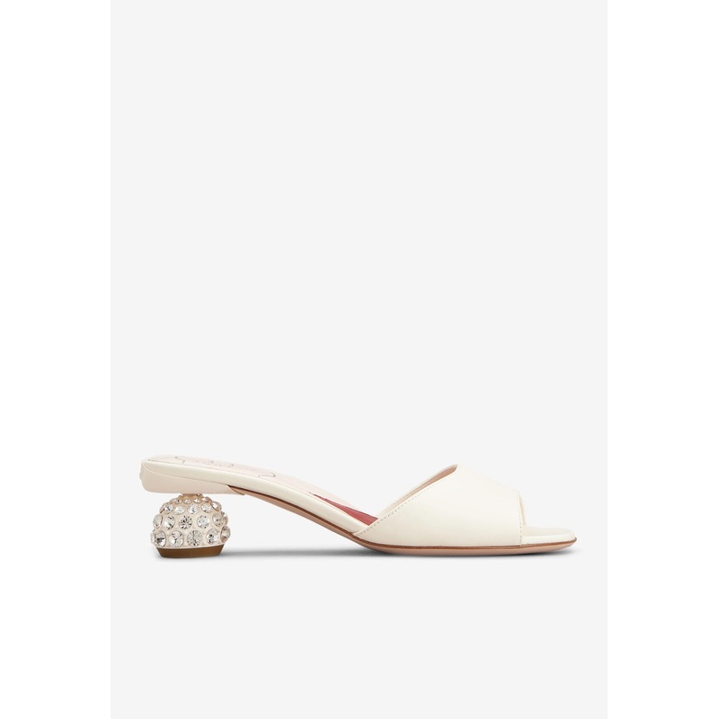 55 Crystal-Embellished Leather Mules Off-white wshoeseu_EU 36