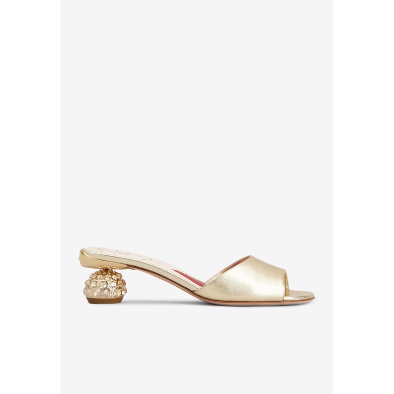 55 Metallic Leather Mules Gold wshoeseu_EU 36.5