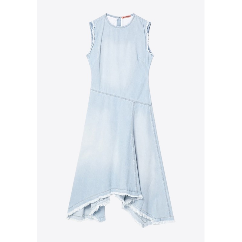 Asymmetric Faded Denim Dress Light Blue wrtwit_IT 36