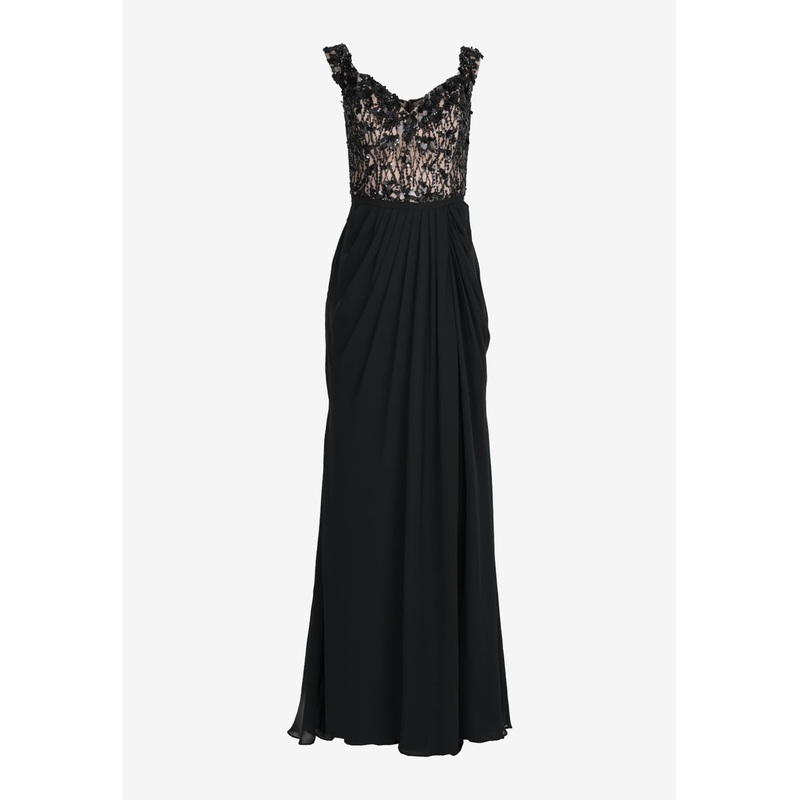 Atos Style 131 Off-Shoulder Beaded Gown Black wrtwuk_UK 14