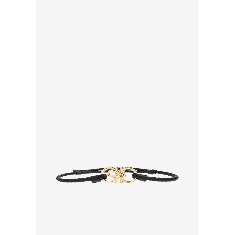 Extendable Gancini Braided Leather Belt Black 100