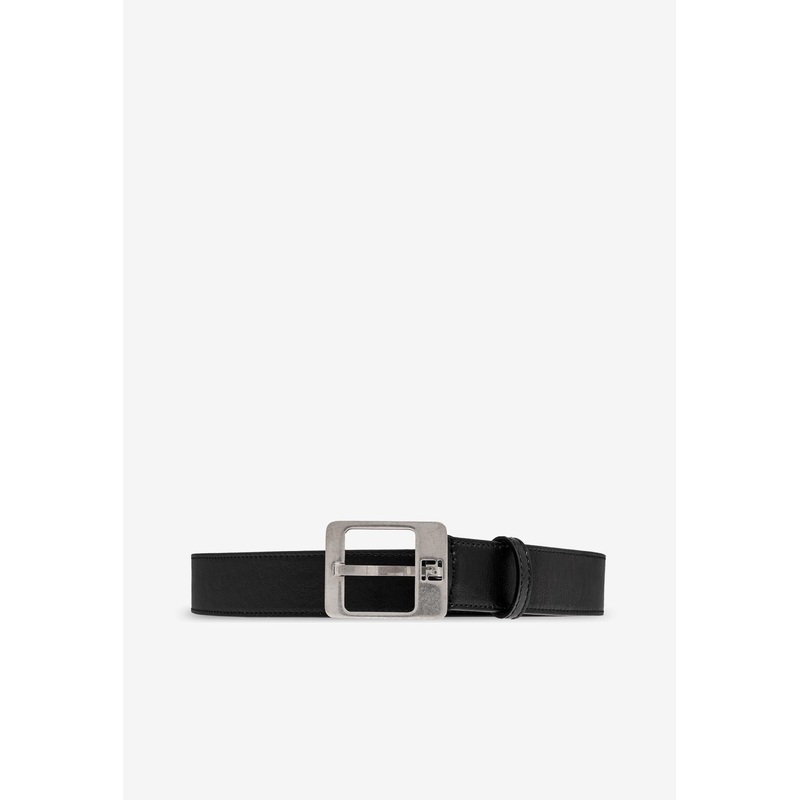 FF Logo Leather Belt Black 80
