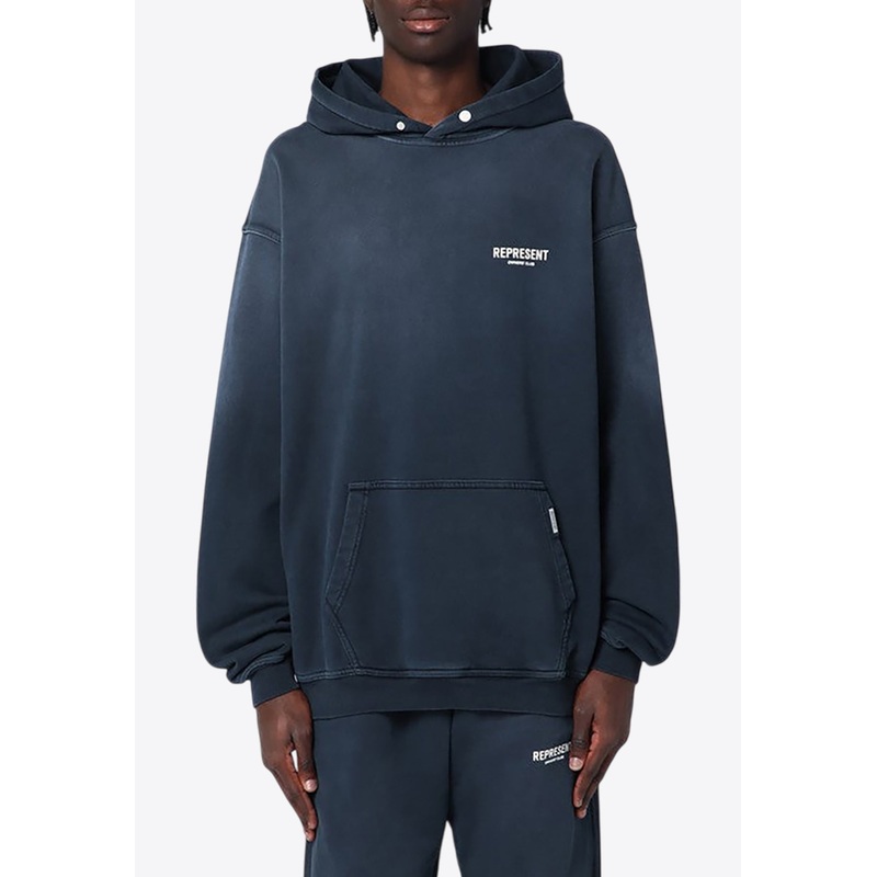 Oversized Washed Logo Hooded Sweatshirt Blue mrtwstd_S