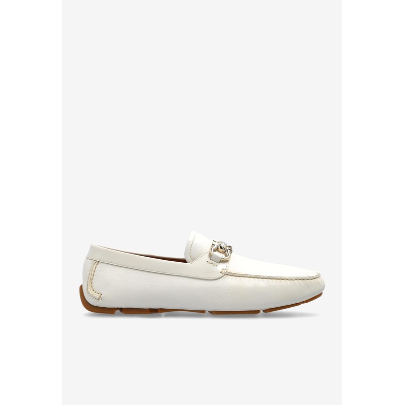 Parigi Gancini Leather Loafers White mshoesus_US 6
