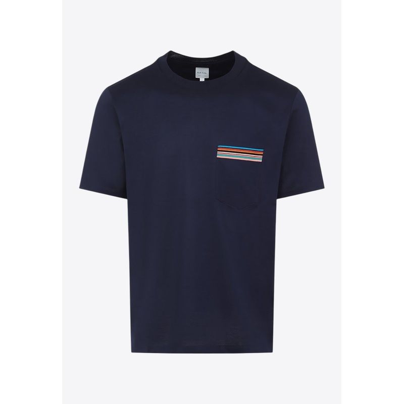 Short-Sleeved Stripe T-shirt Blue mrtwstd_L