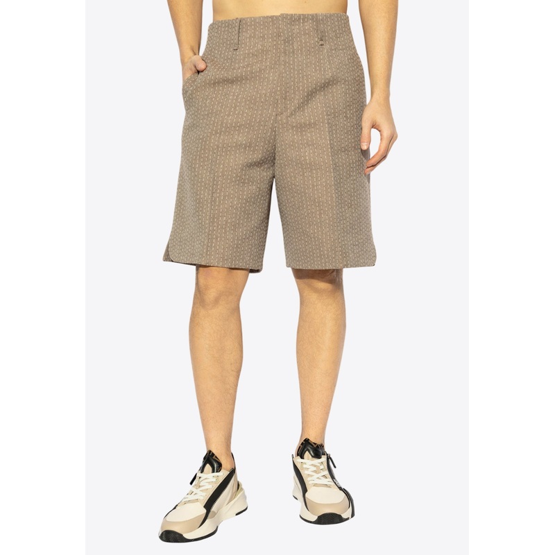 Stitching Jacquard Wool Bermuda Shorts Brown mrtwit_IT 48