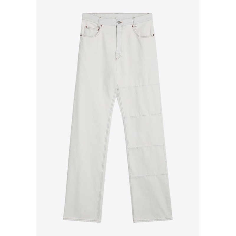 Straight-Leg Jeans with Patches White mrtwbottoms_31