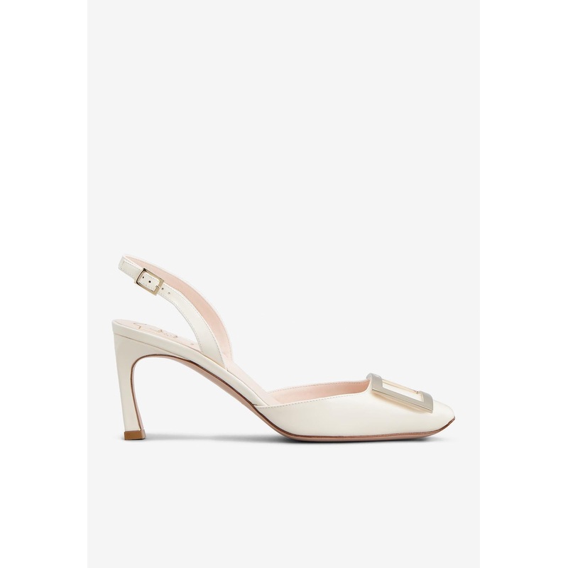 Trompette 70 Patent Leather Slingback Pumps Off-white wshoeseu_EU 35