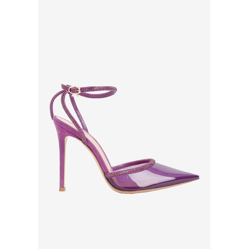 105 Crystal-Embellished Plexiglass Pumps Purple wshoeseu_EU 39.5